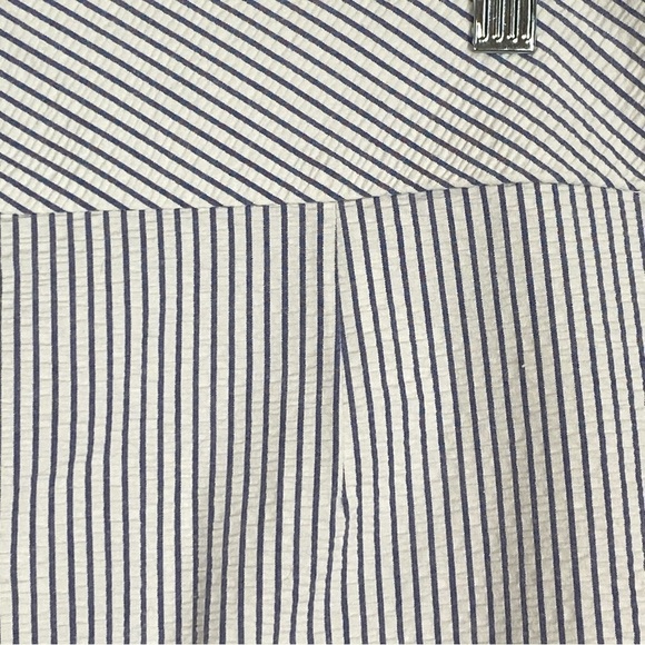 Lord & Taylor Skirt Knee Length Striped Seersucker Sz 16 Back Slit Lined - Picture 4 of 9